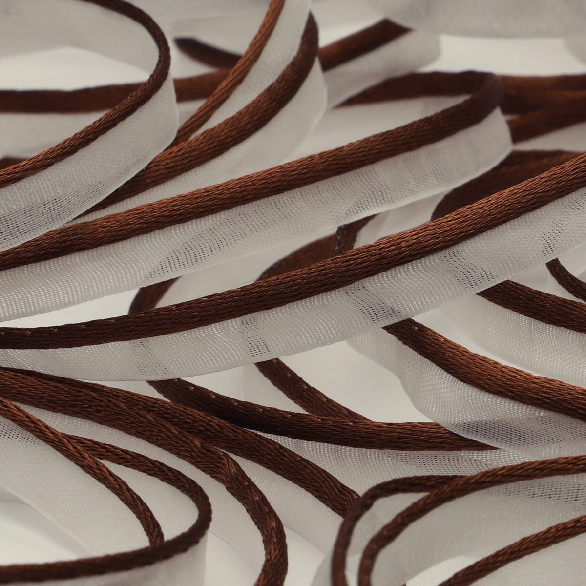FUJIYAMA RIBBON [Sample] See-Through Piping approx.7mm (9/32&quot;) 3 Meters Cut Dark Brown / White