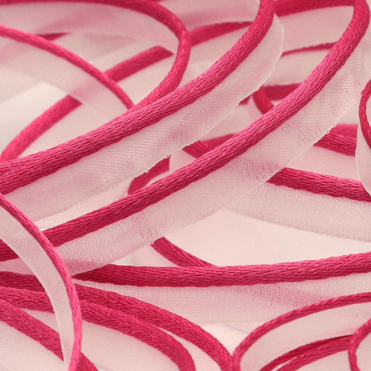 FUJIYAMA RIBBON [Sample] See-Through Piping approx.7mm (9/32&quot;) 3 Meters Cut Fuchsia Pink / White