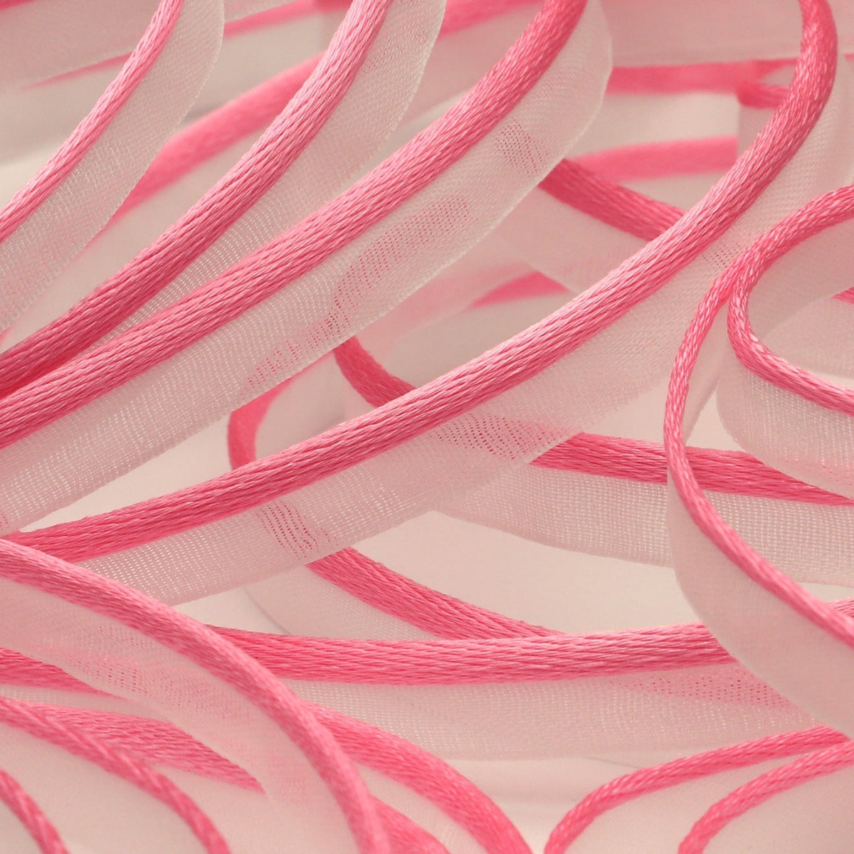 FUJIYAMA RIBBON [Sample] See-Through Piping approx.7mm (9/32&quot;) 3 Meters Cut Light Pink / White