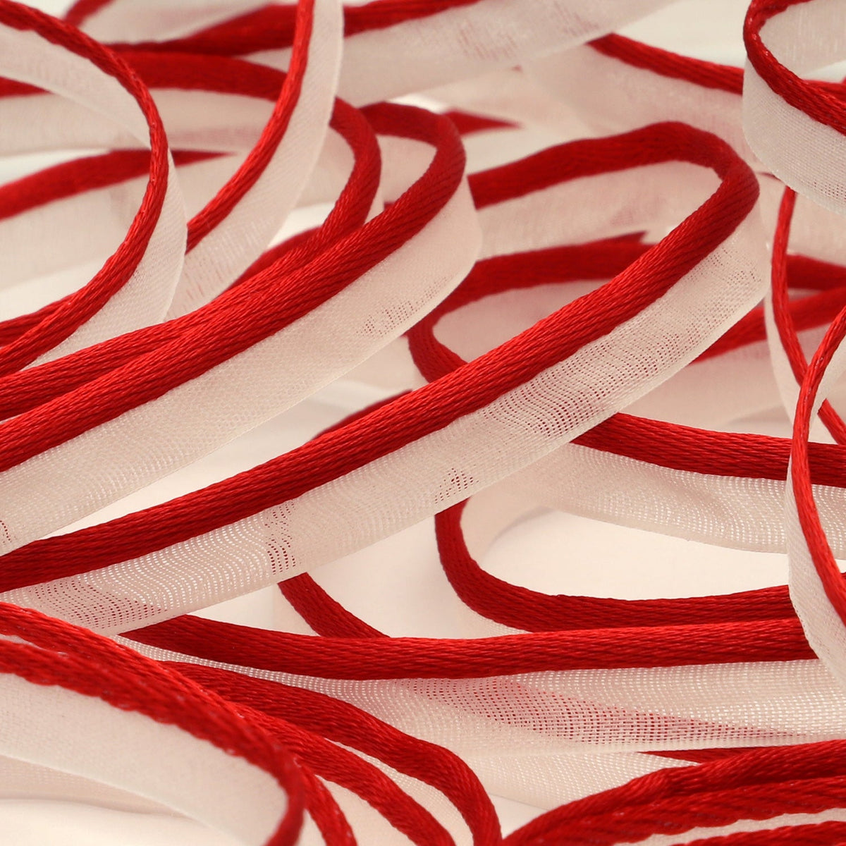 FUJIYAMA RIBBON [Sample] See-Through Piping approx.7mm (9/32&quot;) 3 Meters Cut Red / White