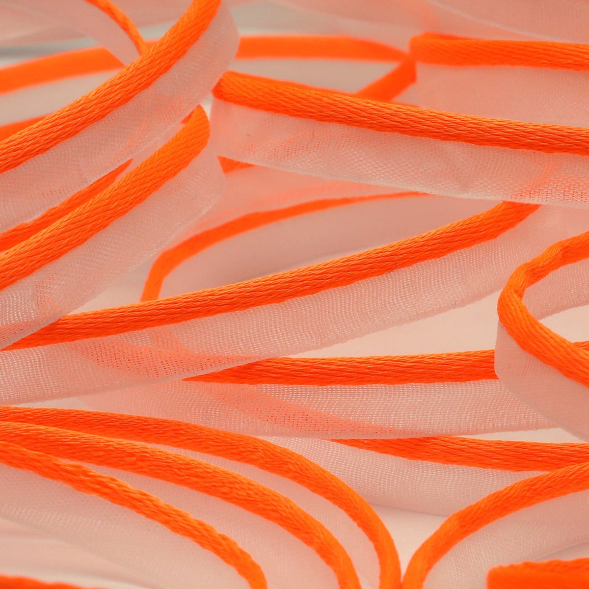 FUJIYAMA RIBBON [Sample] See-Through Piping approx.8mm (5/16&quot;) 3 Meters Cut Fluorescence Orange / White