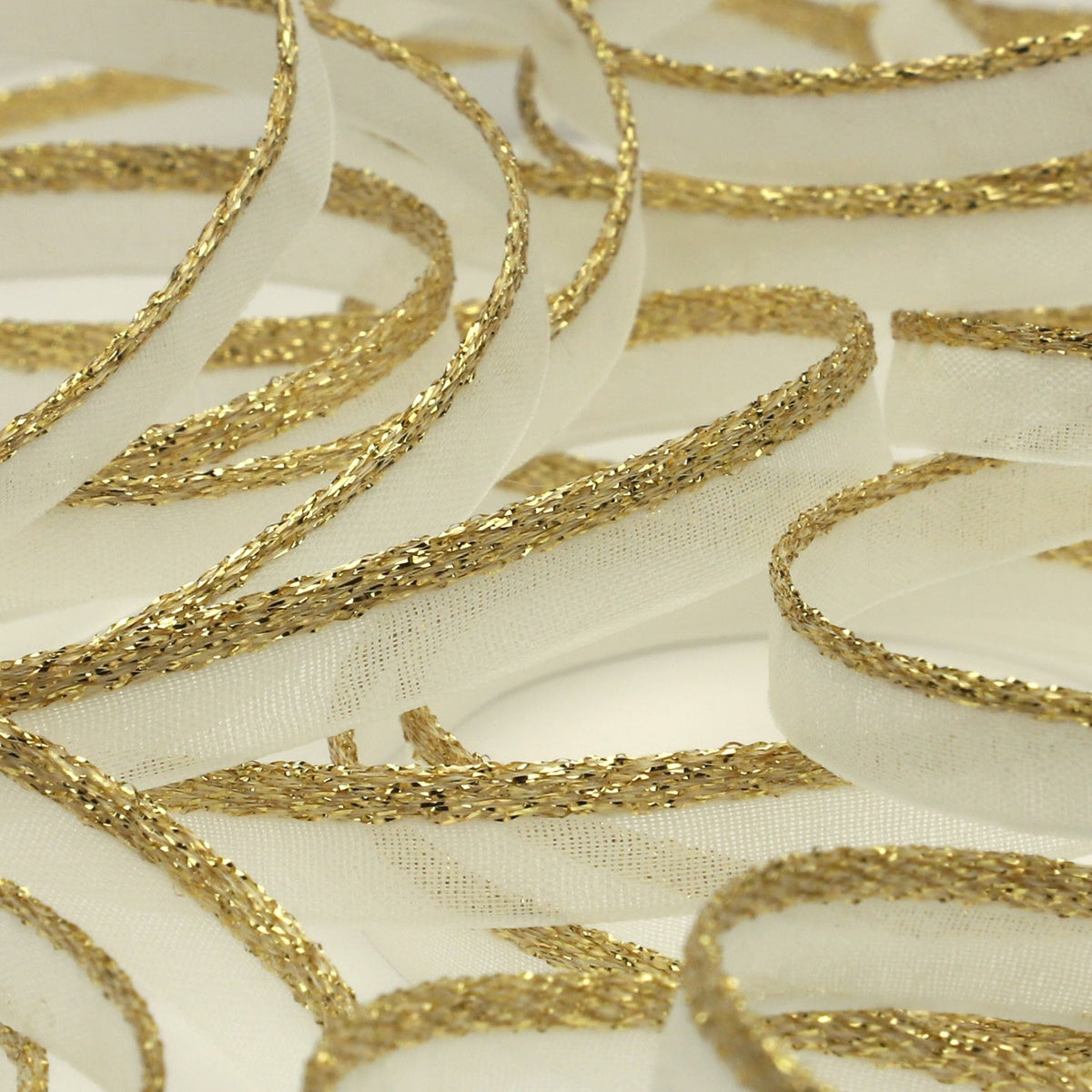 FUJIYAMA RIBBON [Sample] See-Through Piping approx.8mm (5/16&quot;) 3 Meters Cut Gold / White