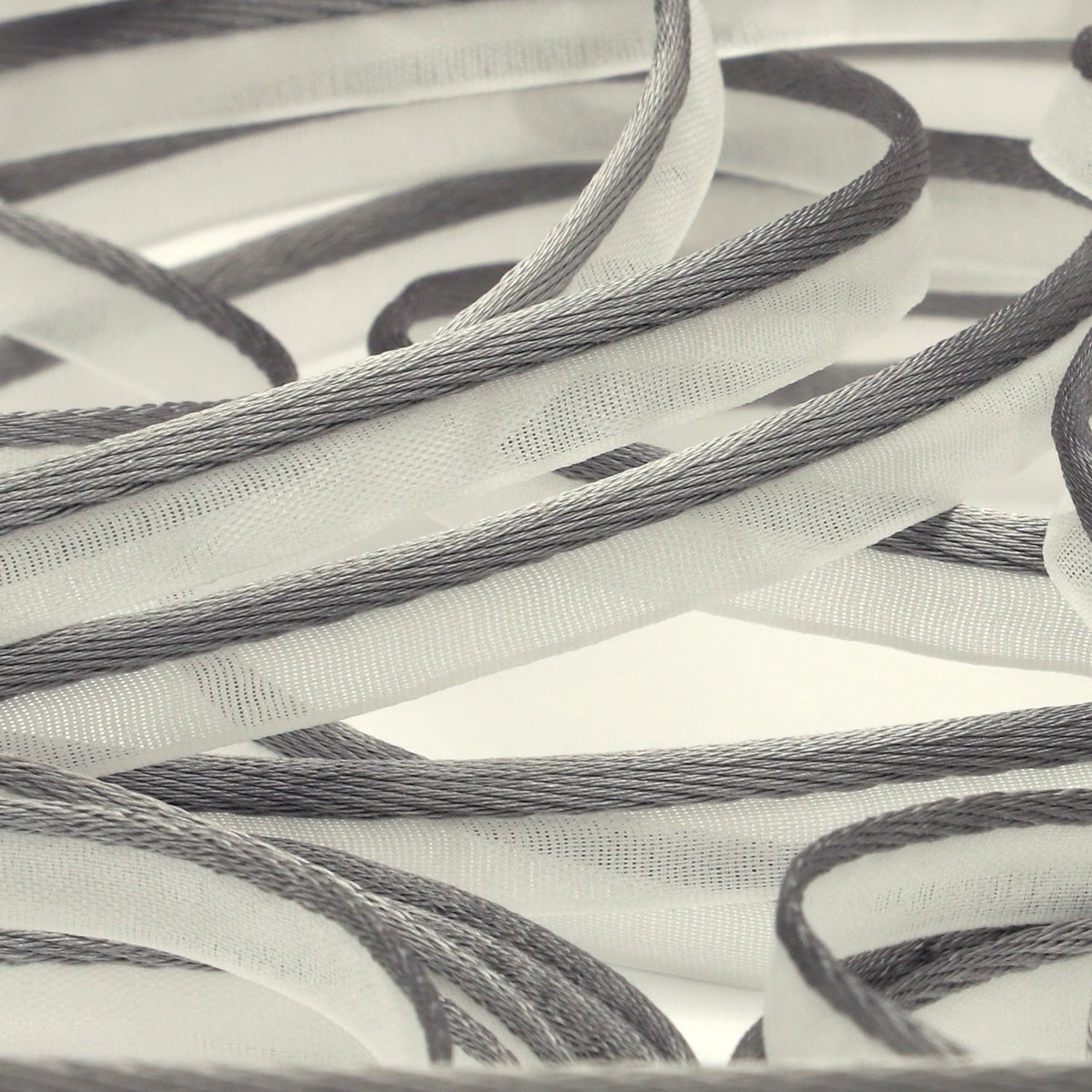 FUJIYAMA RIBBON [Sample] See-Through Piping approx.8mm (5/16&quot;) 3 Meters Cut Gray / White