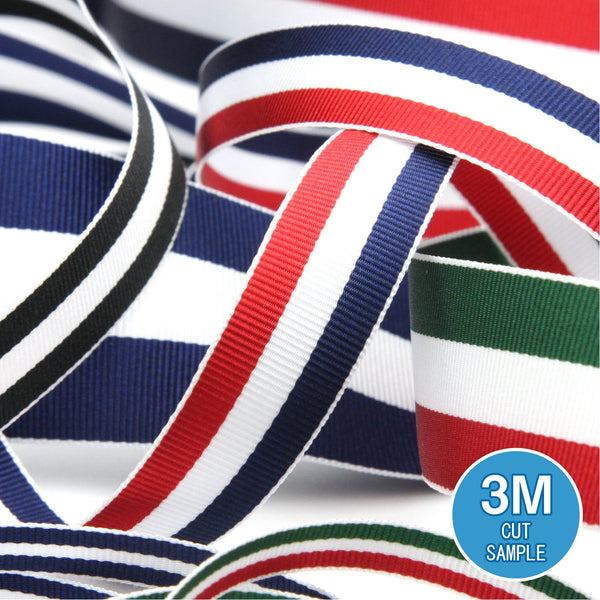 Sample] Stripe Grosgrain Ribbon approx.4mm (5/32) 3 Meters Cut - FUJIYAMA  RIBBON