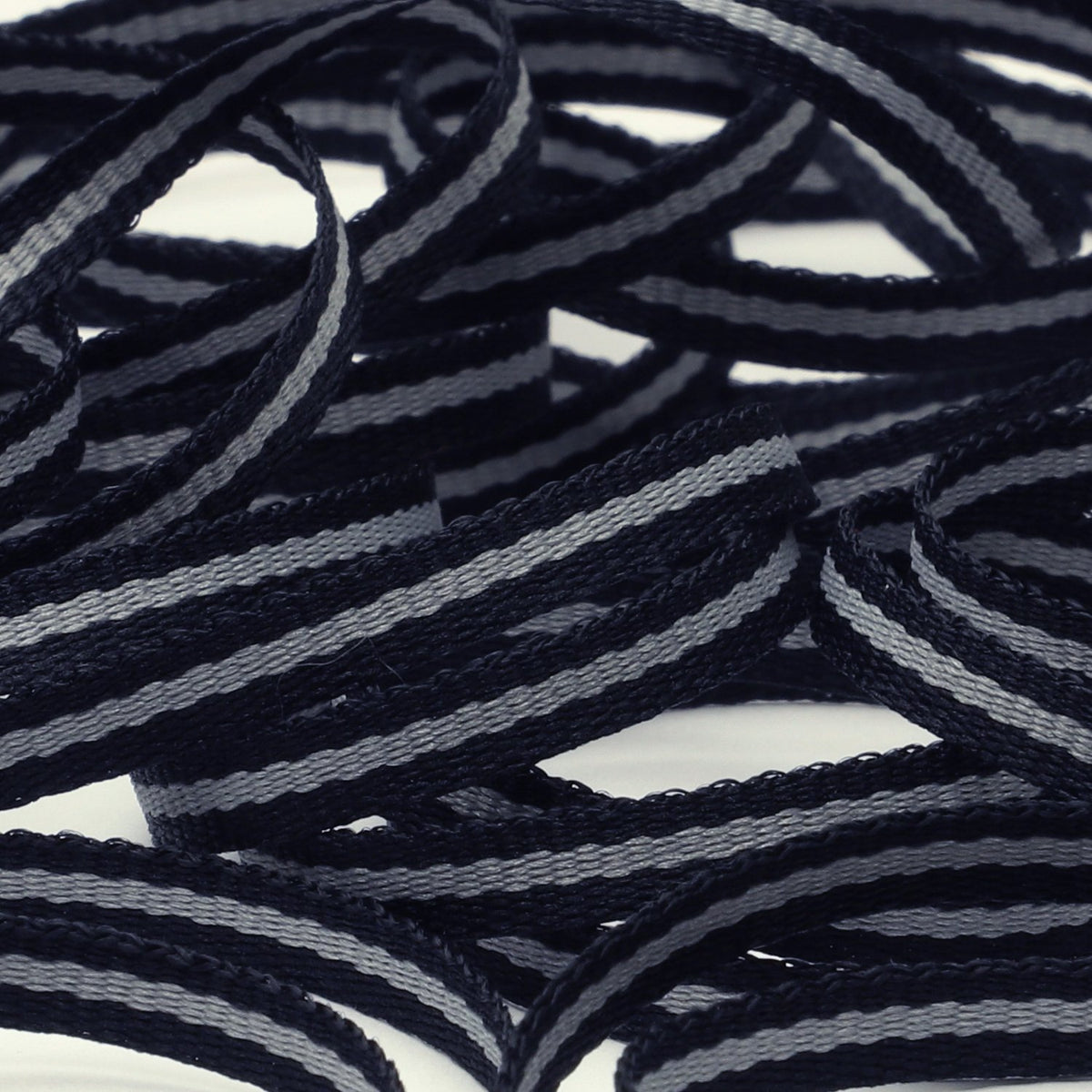 FUJIYAMA RIBBON [Sample] Stripe Grosgrain Ribbon approx.4mm (5/32&quot;) 3 Meters Cut Black / Silver / Black