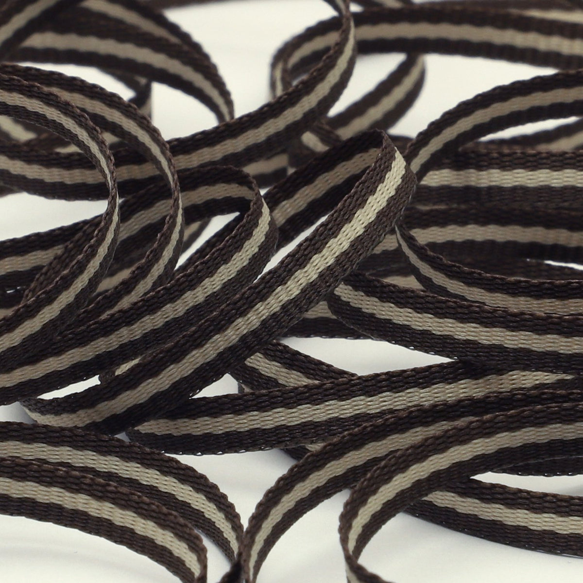 FUJIYAMA RIBBON [Sample] Stripe Grosgrain Ribbon approx.4mm (5/32&quot;) 3 Meters Cut Dark Brown / Sand Beige / Dark Brown