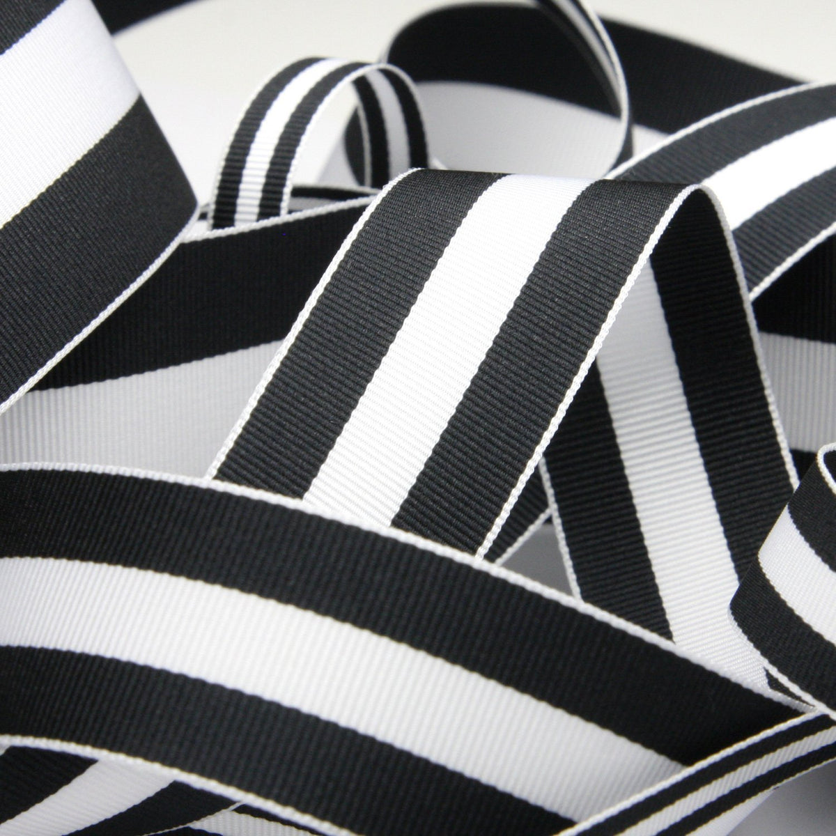 FUJIYAMA RIBBON [Sample] Stripe Grosgrain Ribbon (FY-2010) 38mm 3 Meters Cut Black / White / Black