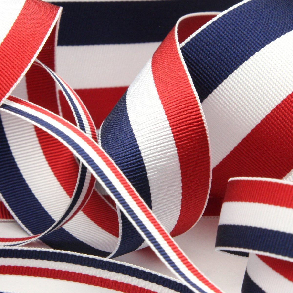 FUJIYAMA RIBBON [Sample] Stripe Grosgrain Ribbon (FY-2010) 38mm 3 Meters Cut Red / White / Navy Blue