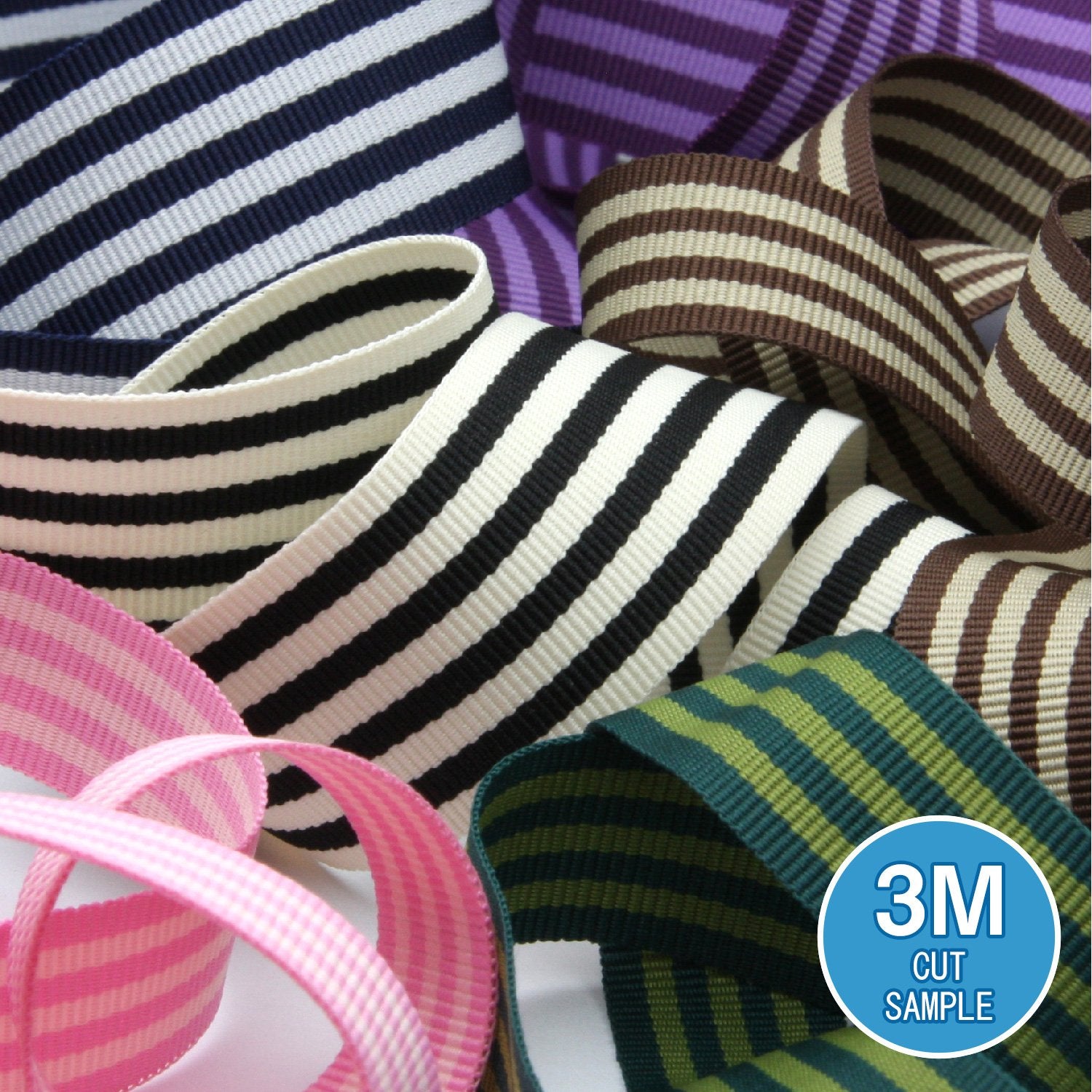 FUJIYAMA RIBBON [Sample] Stripe Grosgrain Ribbon (FY-2242) approx.15mm 3 Meters Cut