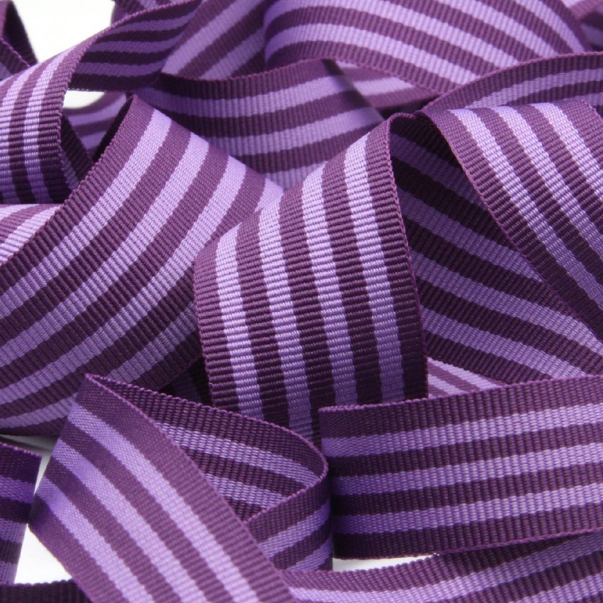 FUJIYAMA RIBBON [Sample] Stripe Grosgrain Ribbon (FY-2242) approx.15mm 3 Meters Cut Dark Purple / Light Purple