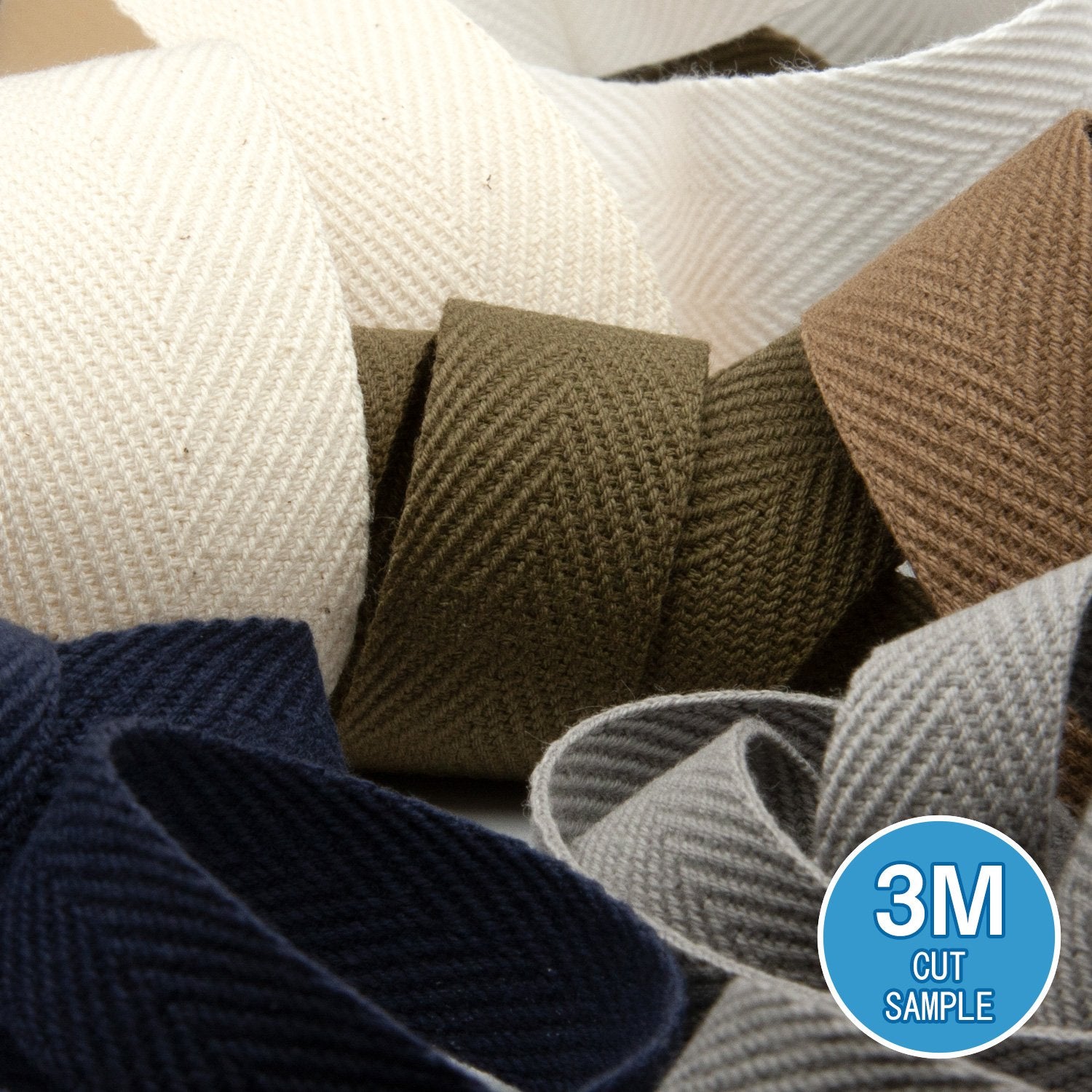 FUJIYAMA RIBBON [Sample] Thick Cotton Herringbone Ribbon (FY-270) 10mm 3 Meters Cut