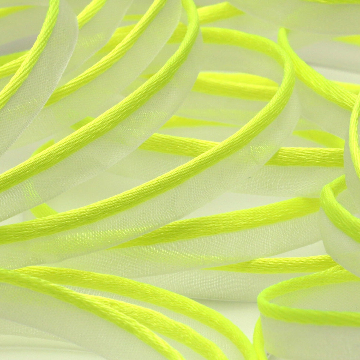 FUJIYAMA RIBBON See-Through Piping approx.8mm (5/16&quot;) 9.14 Meters Roll Fluorescence Yellow / White