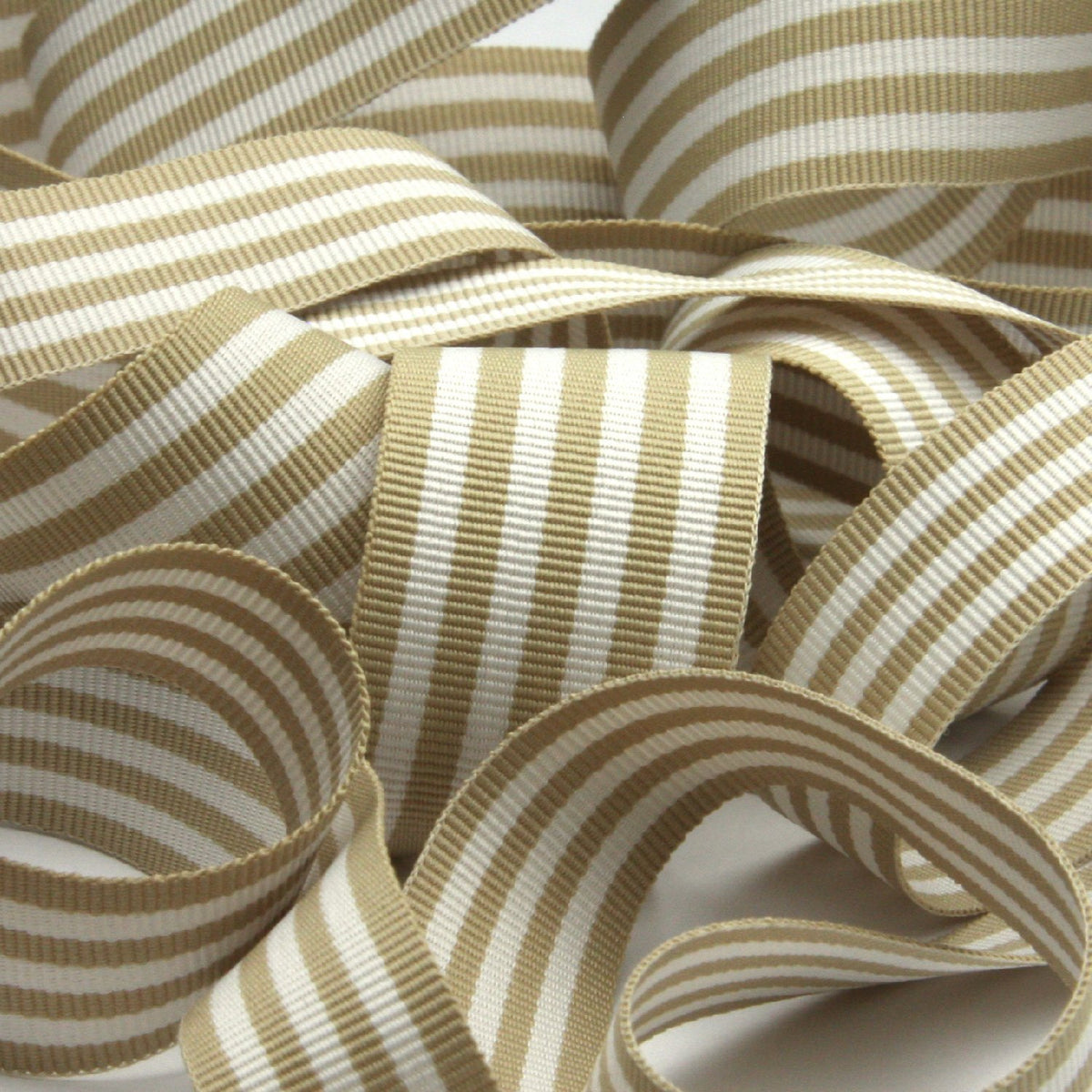 FUJIYAMA RIBBON Stripe Grosgrain Ribbon approx.24mm 9.14 Meters Roll Beige / White