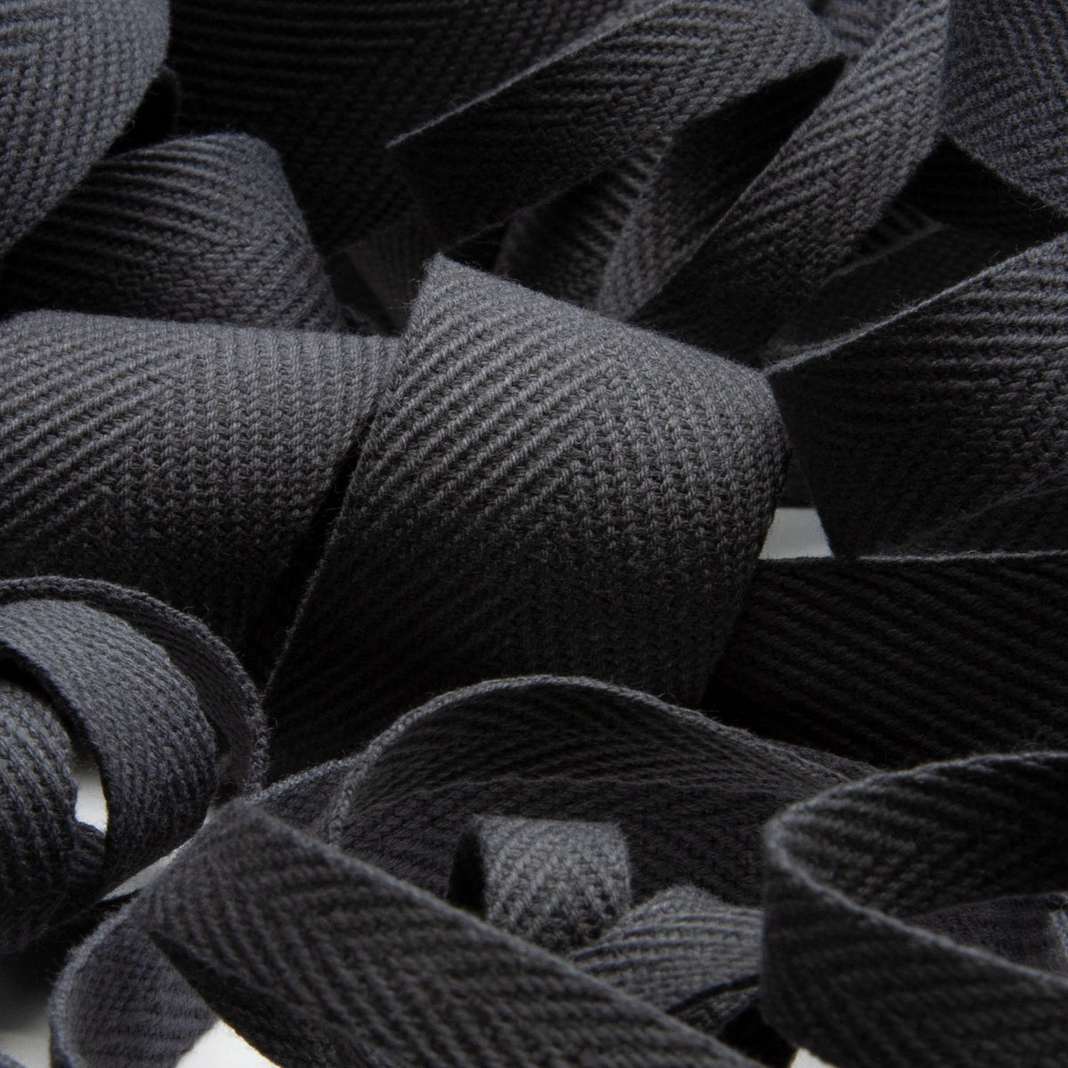 FUJIYAMA RIBBON Thick Cotton Herringbone Ribbon 15mm 9.14 Meters Roll Charcoal Gray