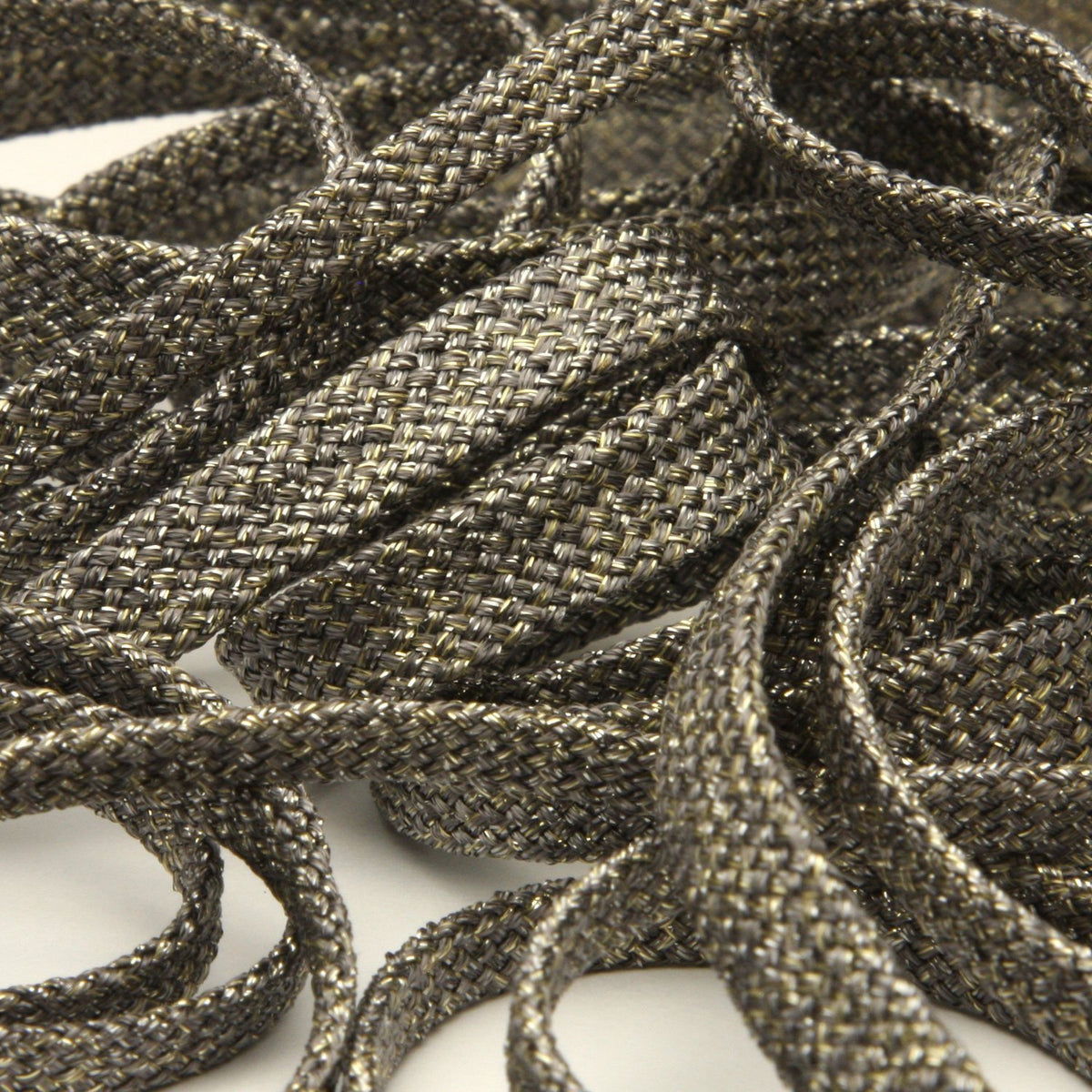 FUJIYAMA RIBBON [Wholesale] Antique Metallic Spindle Cord approx.5mm 30 Meters Roll Charcoal / Champagne Gold