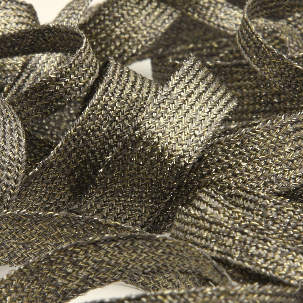 FUJIYAMA RIBBON [Wholesale] Antique Metallic Trimming Braid approx.14mm 30 Meters Roll Charcoal / Champagne Gold