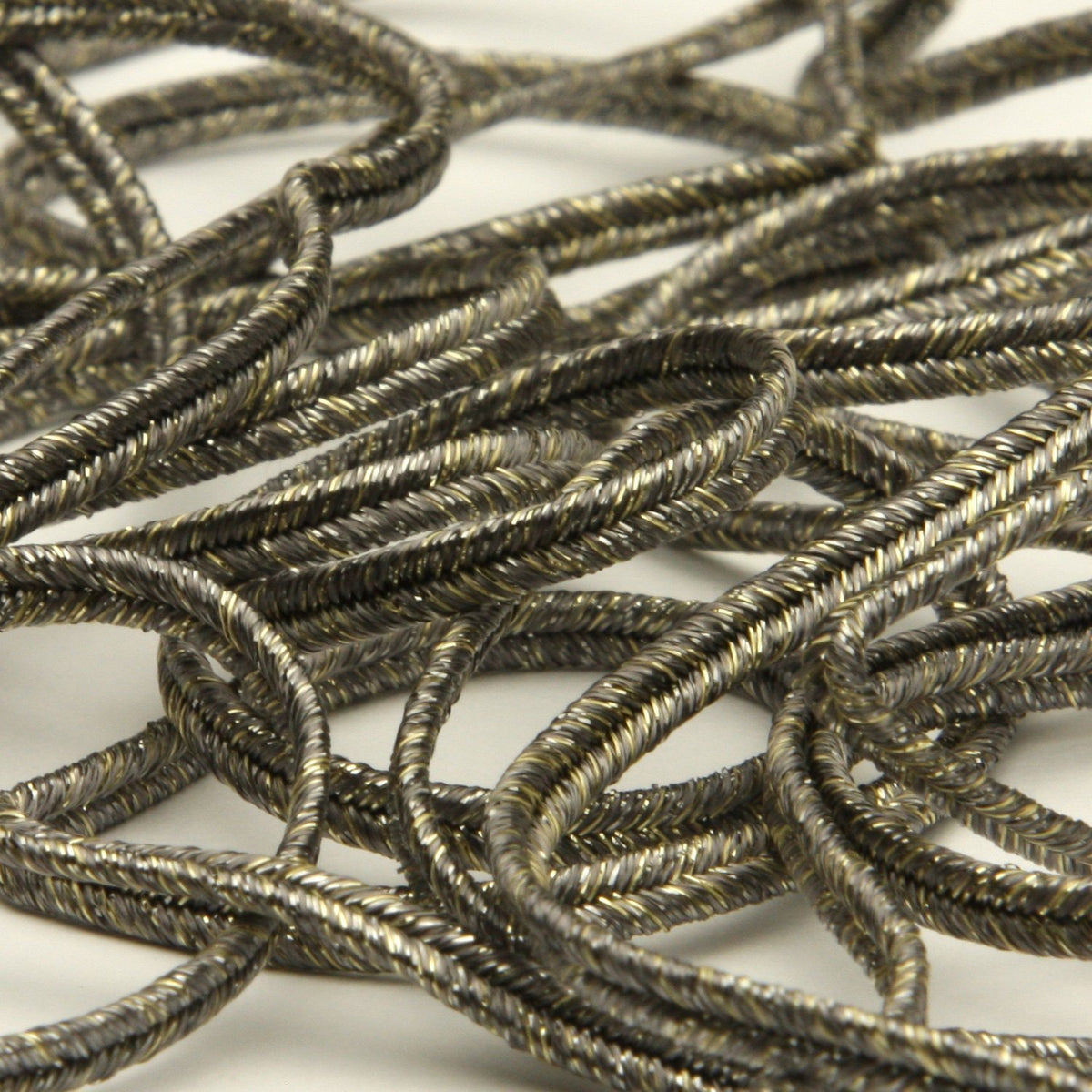 FUJIYAMA RIBBON [Wholesale] Antique Metallic Trimming Braid approx.3mm 30 Meters Roll Charcoal / Champagne Gold