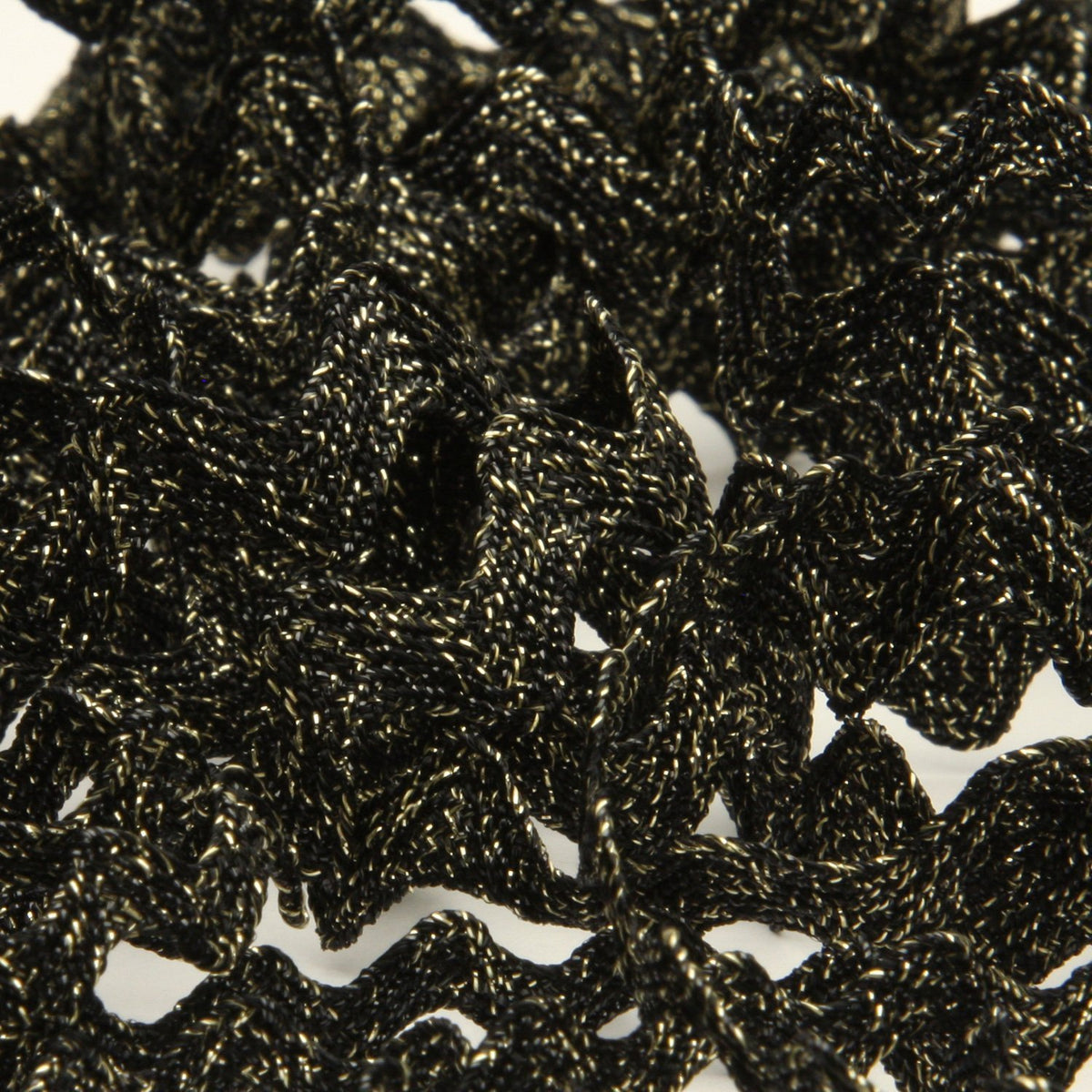 FUJIYAMA RIBBON [Wholesale] Antique Metallic Zig-Zag Tape approx.13mm 30 Meters Roll Black / Champagne Gold