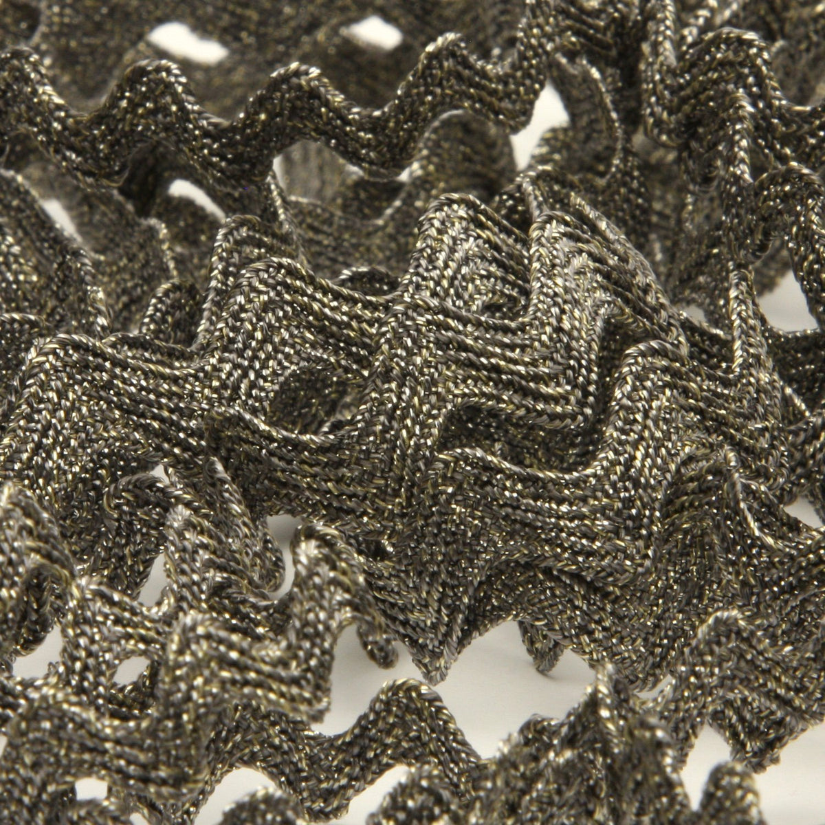 FUJIYAMA RIBBON [Wholesale] Antique Metallic Zig-Zag Tape approx.8mm 30 Meters Roll Charcoal / Champagne Gold