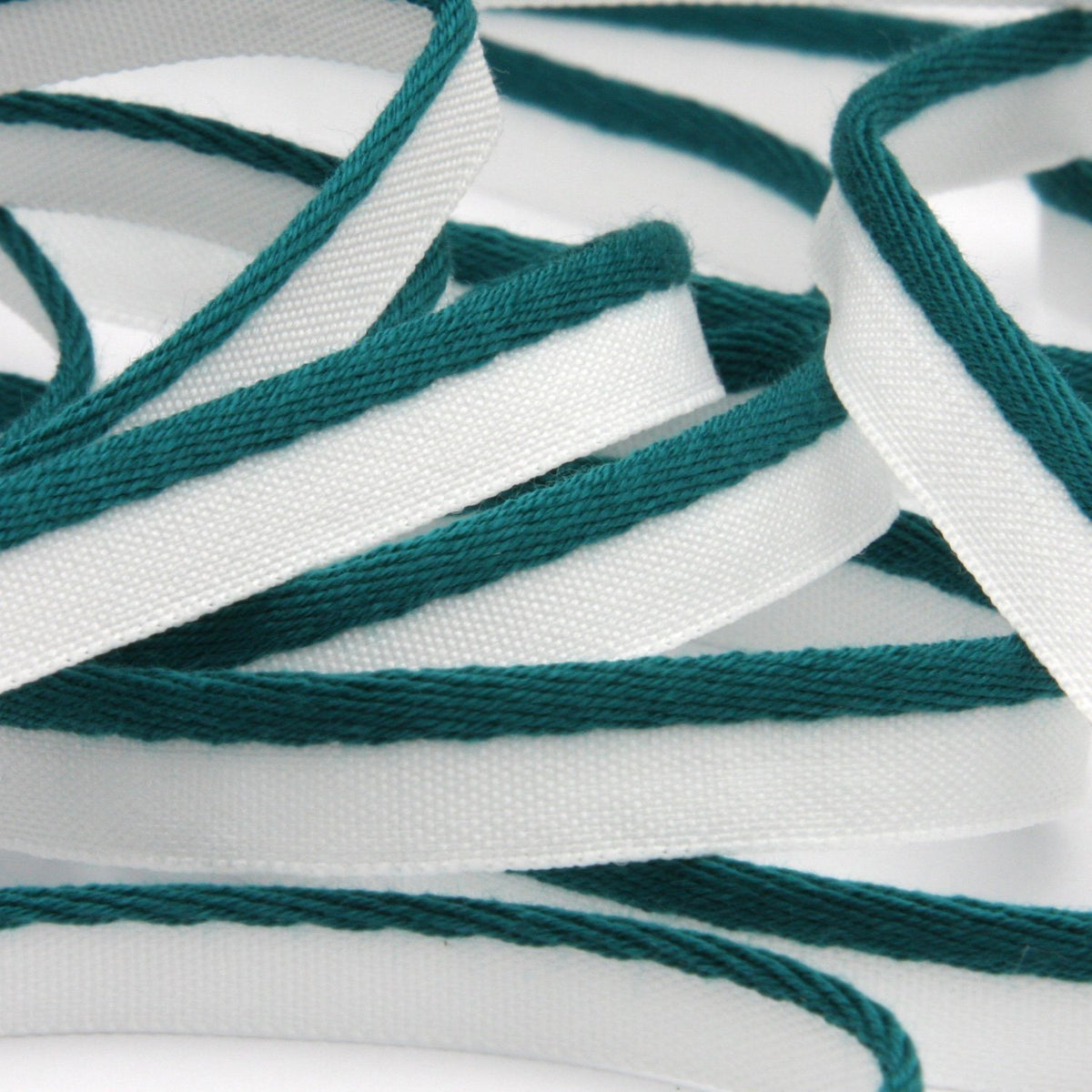 FUJIYAMA RIBBON [Wholesale] Bright Piping 7mm 30 Meters Roll Peacock Green / White