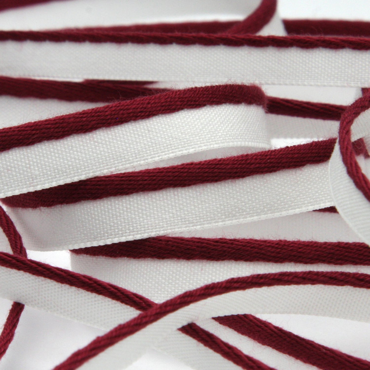 FUJIYAMA RIBBON [Wholesale] Bright Piping 7mm 30 Meters Roll Wine Red / White