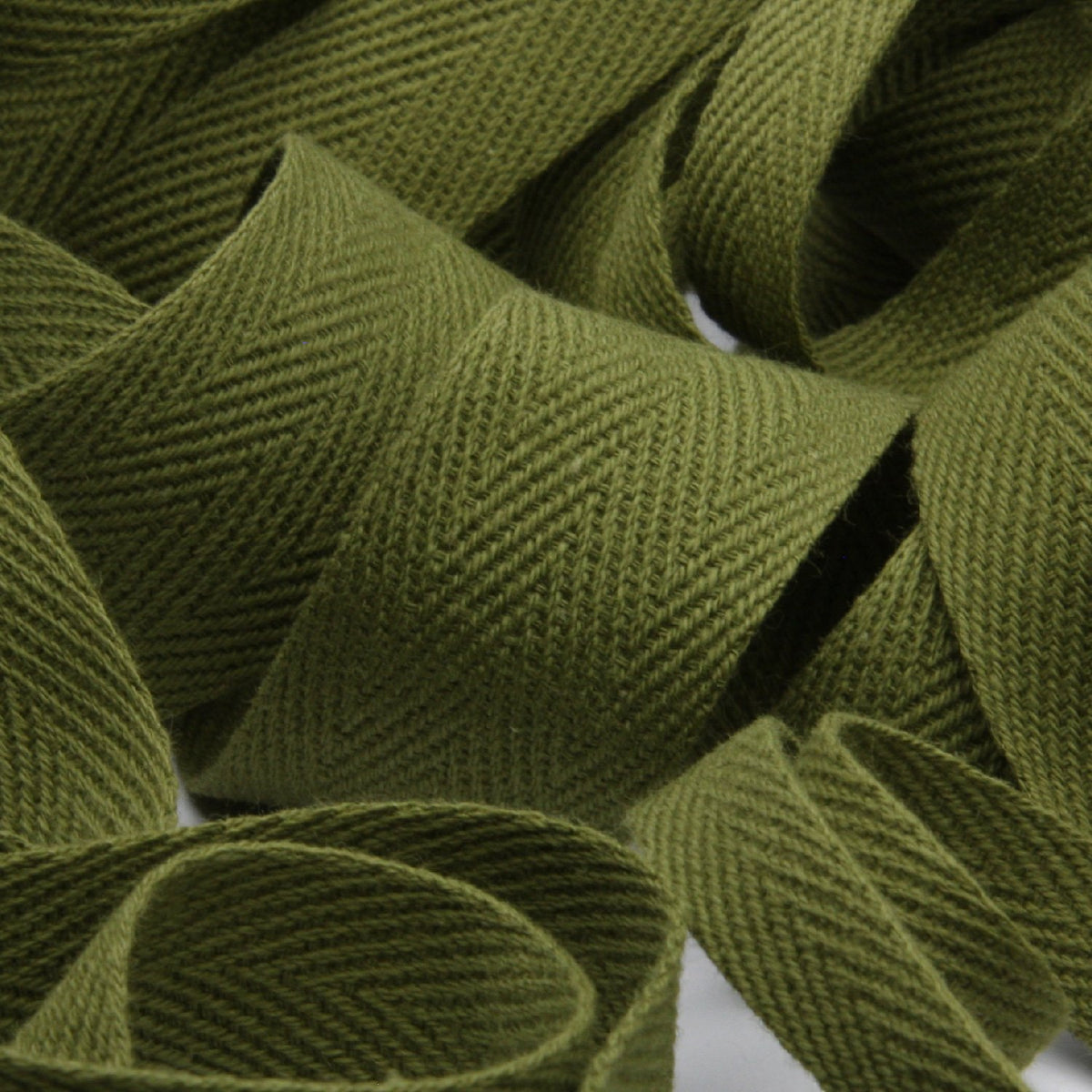 FUJIYAMA RIBBON [Wholesale] Cotton Herringbone Ribbon 20mm 30 Meters Roll Olive Green