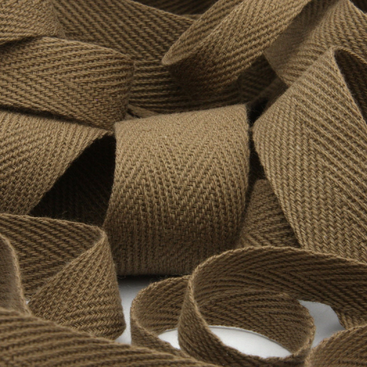 FUJIYAMA RIBBON [Wholesale] Cotton Herringbone Ribbon 25mm 30 Meters Roll Brown
