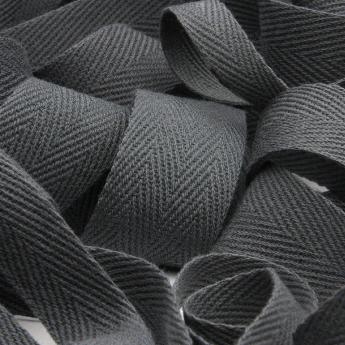 FUJIYAMA RIBBON [Wholesale] Cotton Herringbone Ribbon 25mm 30 Meters Roll Dark Gray