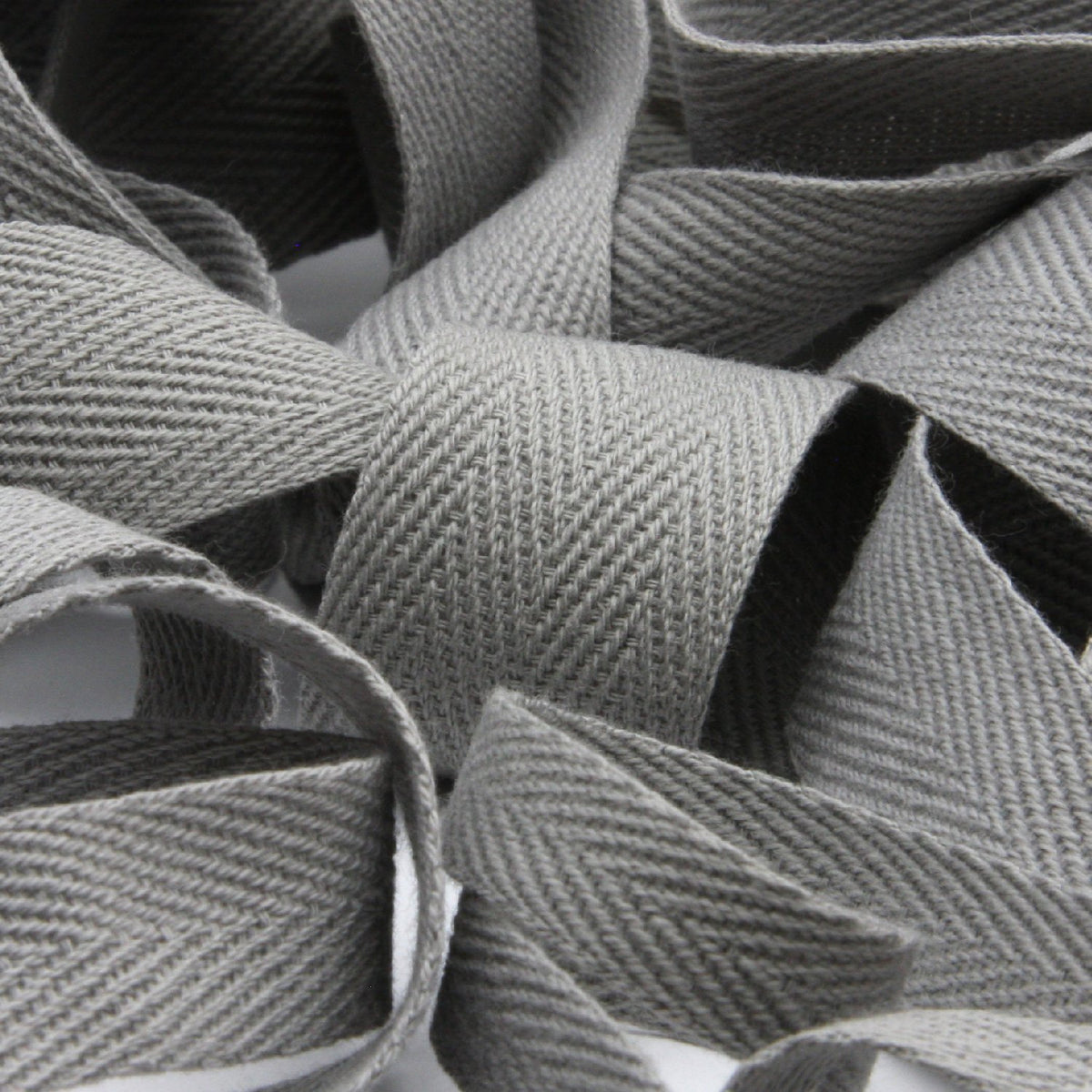 FUJIYAMA RIBBON [Wholesale] Cotton Herringbone Ribbon 25mm 30 Meters Roll Gray