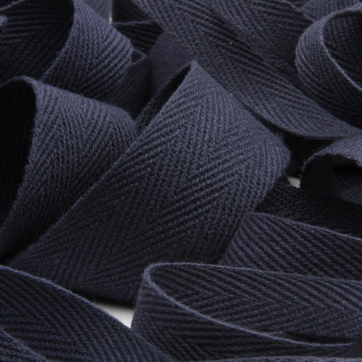 FUJIYAMA RIBBON [Wholesale] Cotton Herringbone Ribbon 25mm 30 Meters Roll Navy Blue