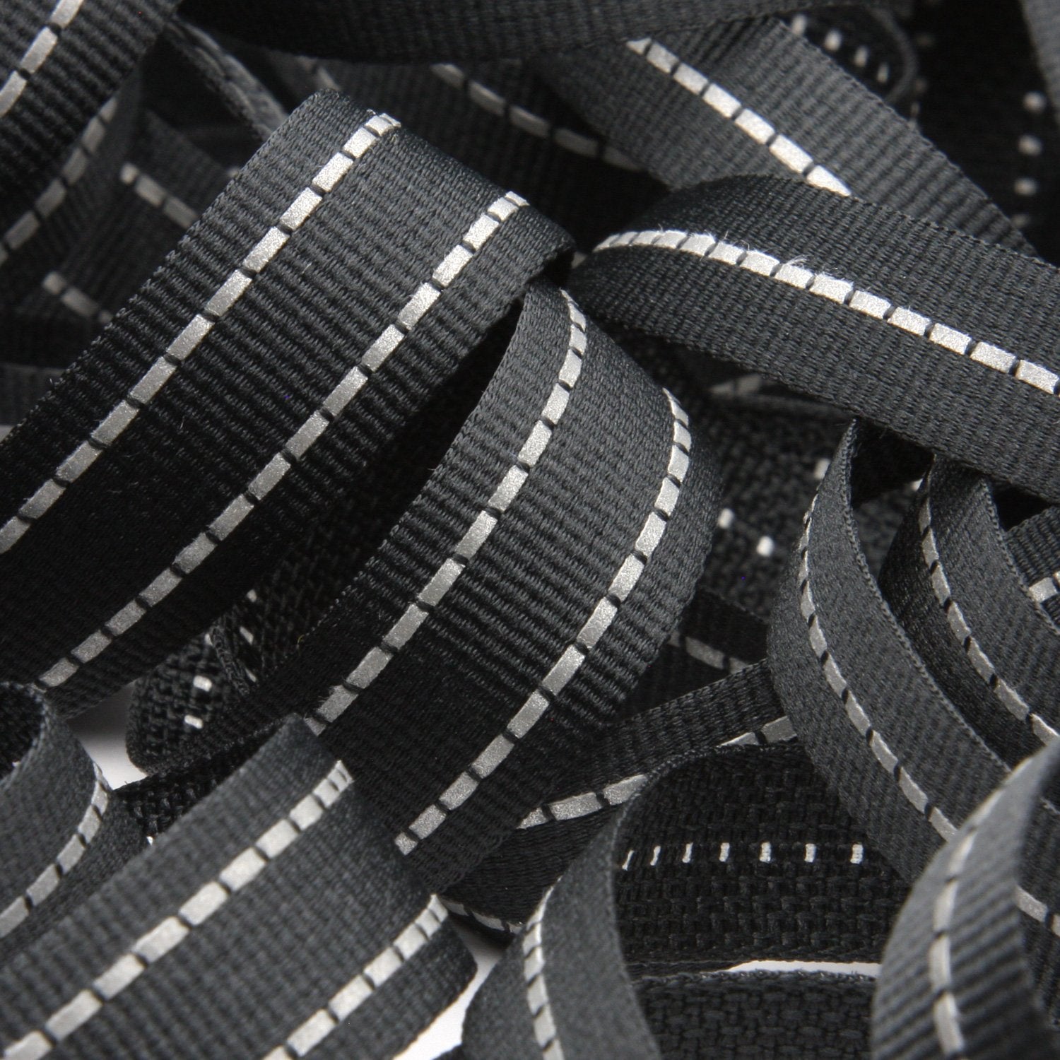 FUJIYAMA RIBBON [Wholesale] Double Stitched Reflect Weave Tape 15mm Black 30 Meters Roll