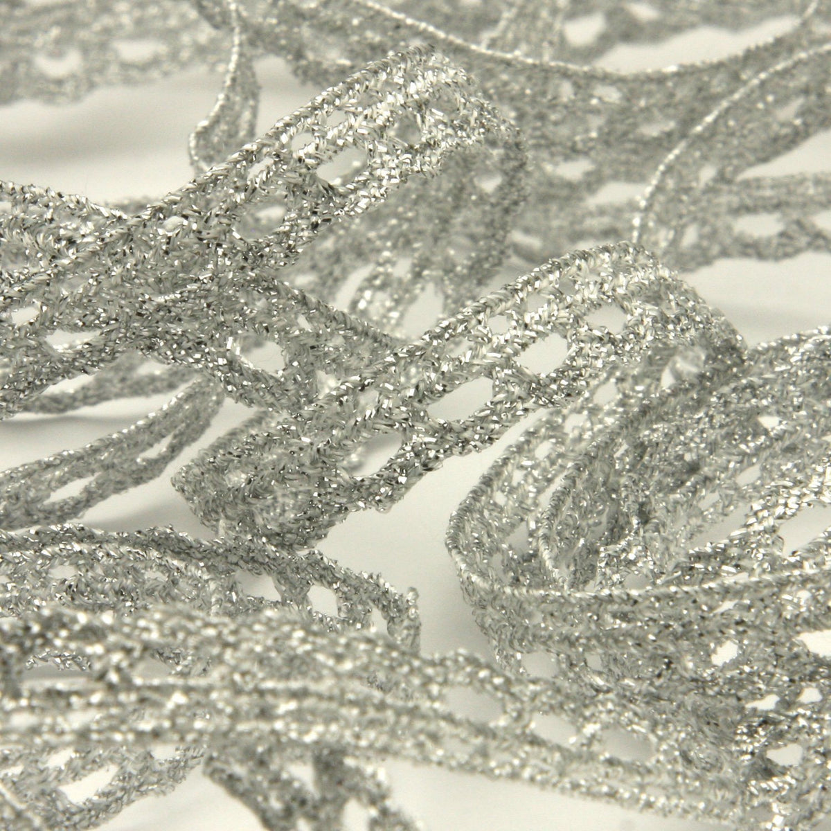 FUJIYAMA RIBBON [Wholesale] Metallic Torchon Lace approx.8mm 30 Meters Roll Silver