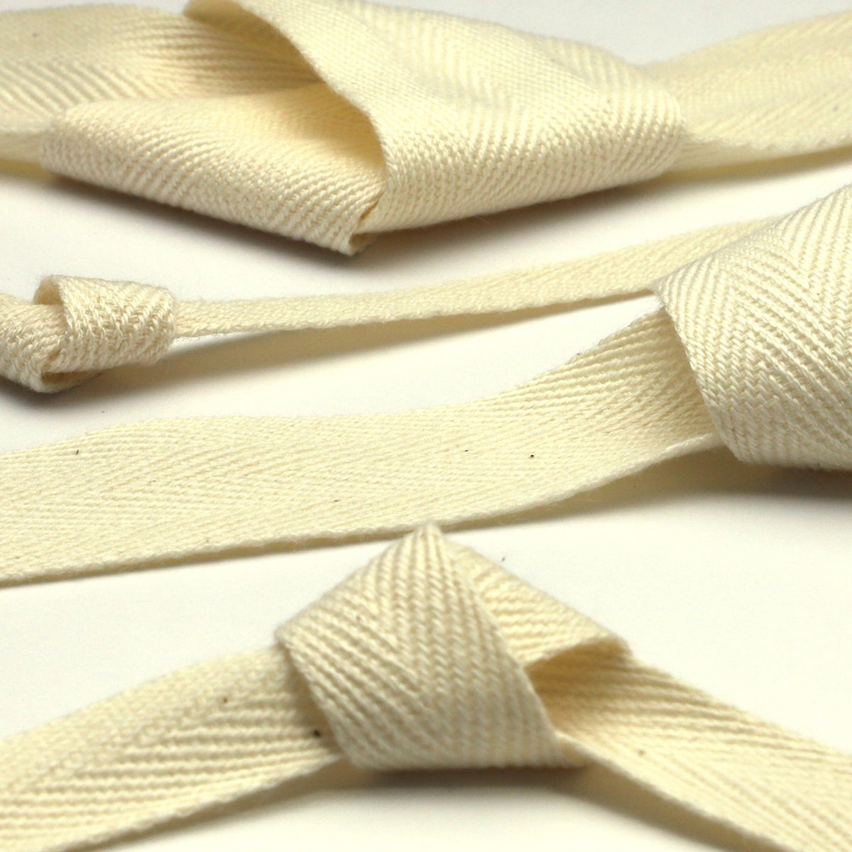 FUJIYAMA RIBBON [Wholesale] Organic Cotton Herringbone Ribbon 50mm Ecru 30 Meters Roll