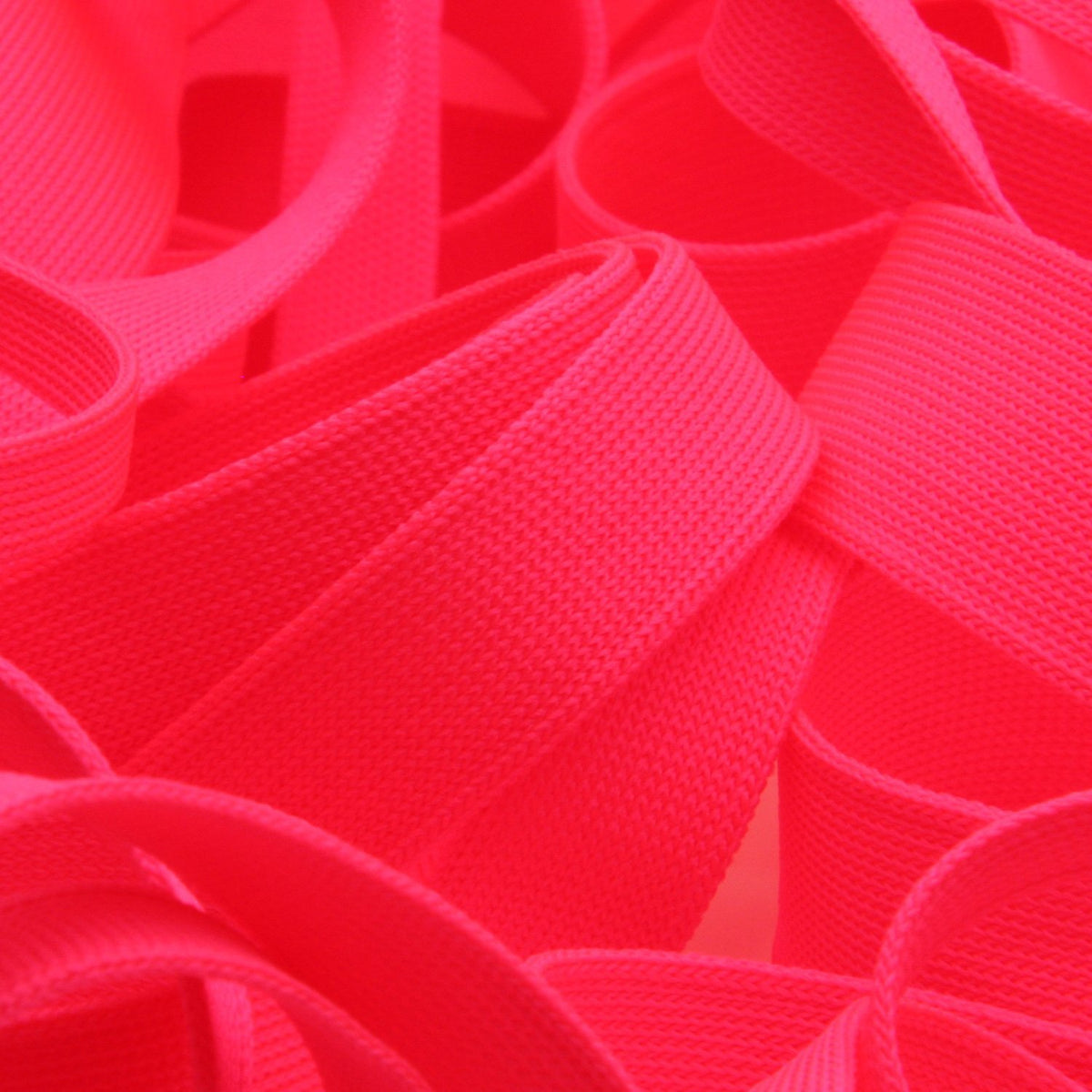 FUJIYAMA RIBBON [Wholesale] Polyester Thin Knit Tape 12mm 30 Meters Roll Fluorescence Pink