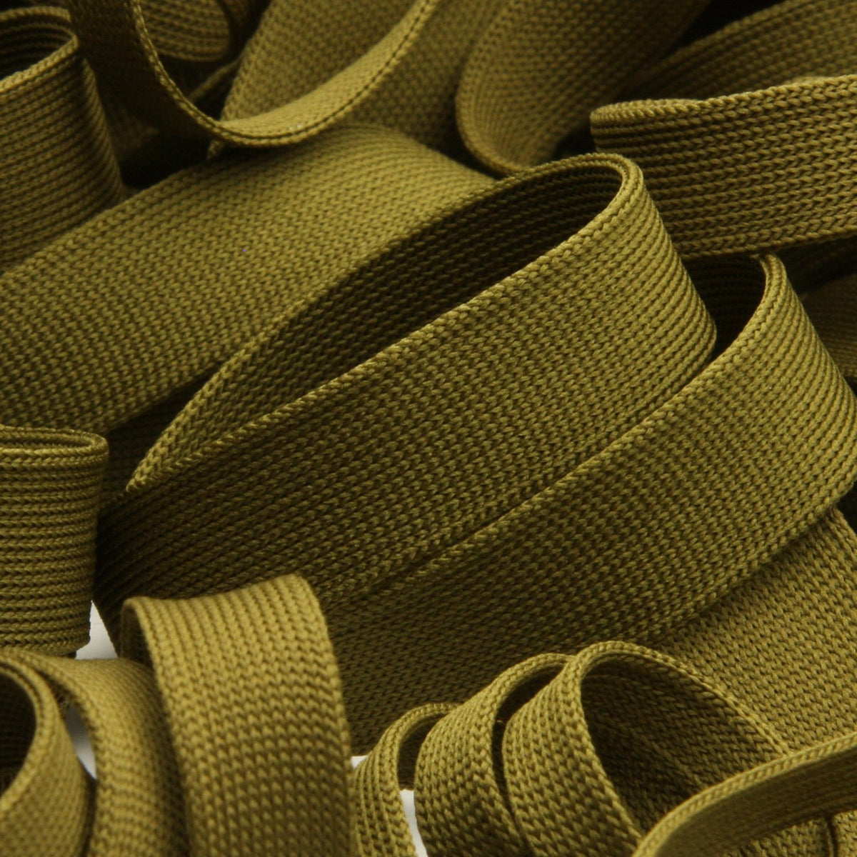 FUJIYAMA RIBBON [Wholesale] Polyester Thin Knit Tape 12mm 30 Meters Roll Olive Drab