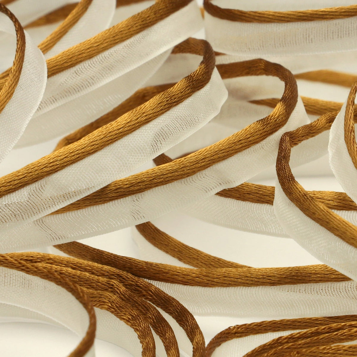 FUJIYAMA RIBBON [Wholesale] See-Through Piping approx.7mm (9/32&quot;) 30 Meters Roll Brown / White