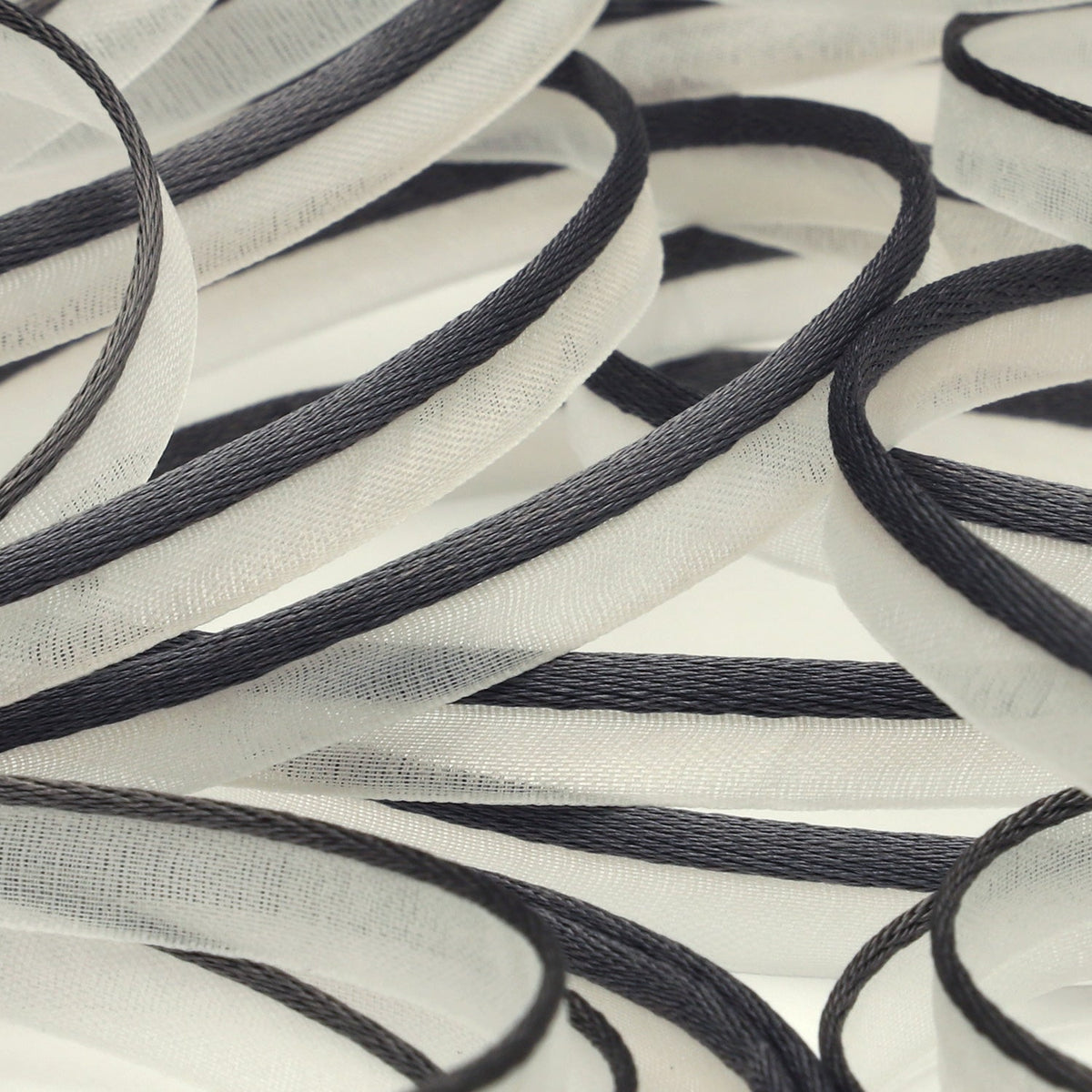 FUJIYAMA RIBBON [Wholesale] See-Through Piping approx.8mm (5/16&quot;) 30 Meters Roll Charcoal Gray / White
