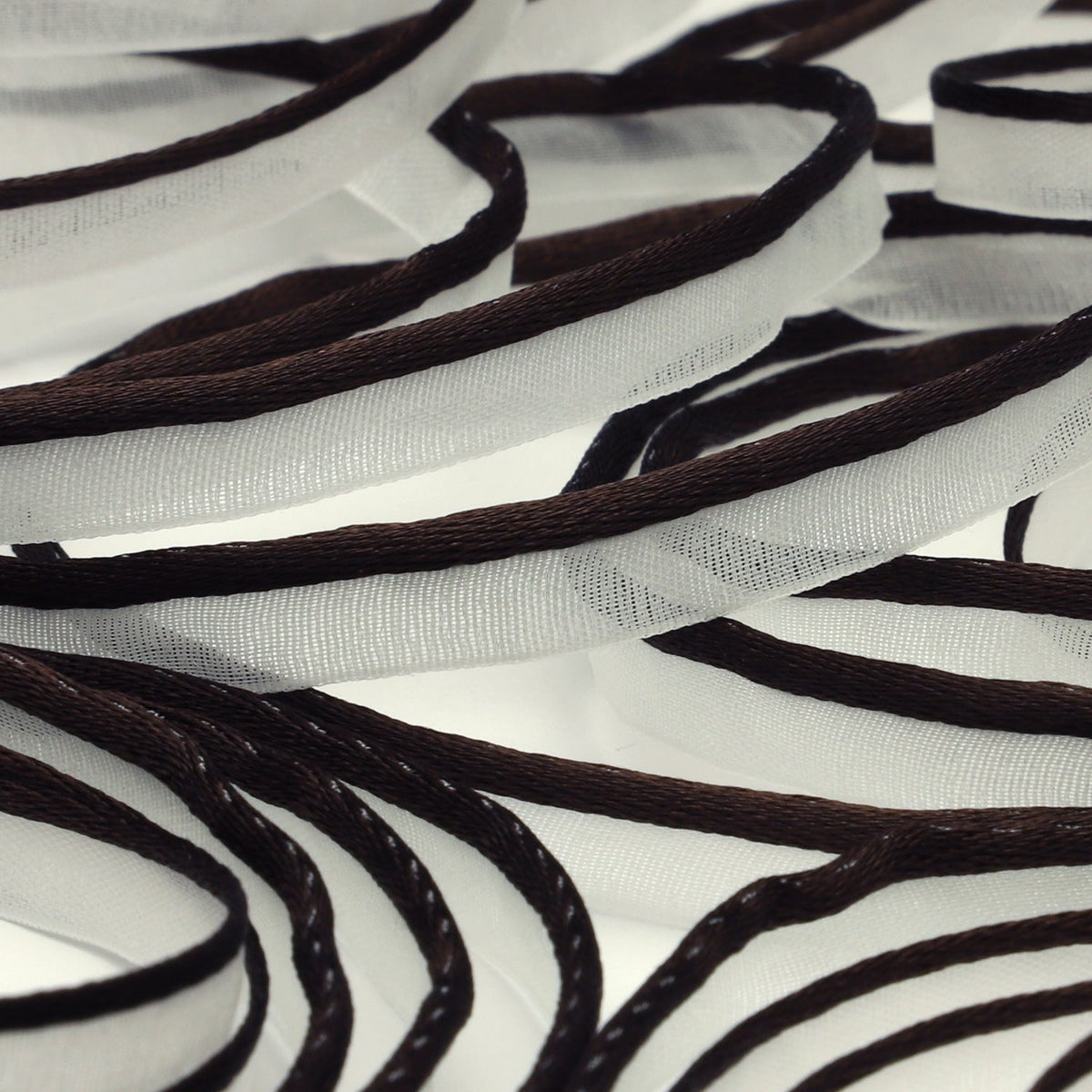 FUJIYAMA RIBBON [Wholesale] See-Through Piping approx.8mm (5/16&quot;) 30 Meters Roll Midnight Brown / White