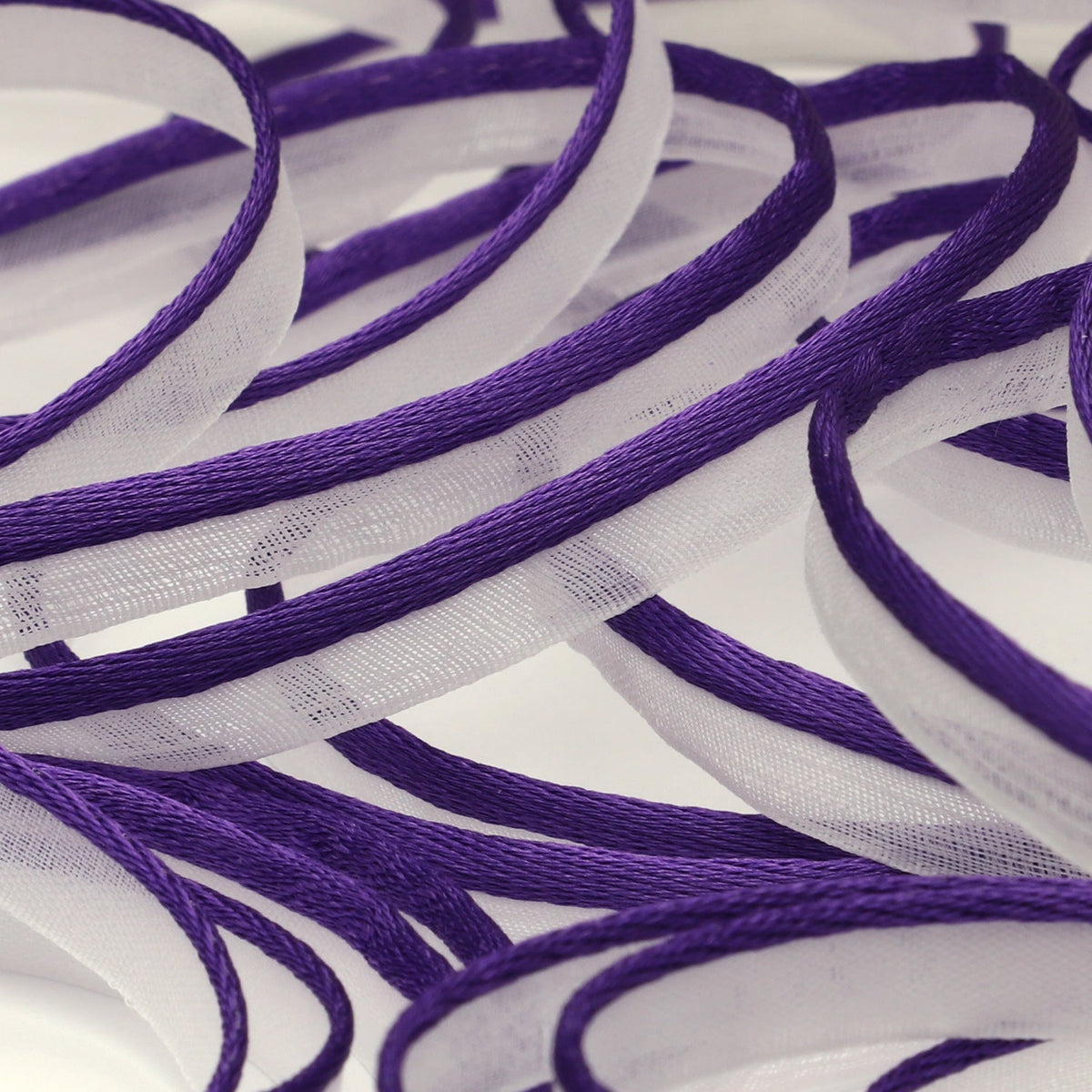 FUJIYAMA RIBBON [Wholesale] See-Through Piping approx.8mm (5/16&quot;) 30 Meters Roll Purple / White