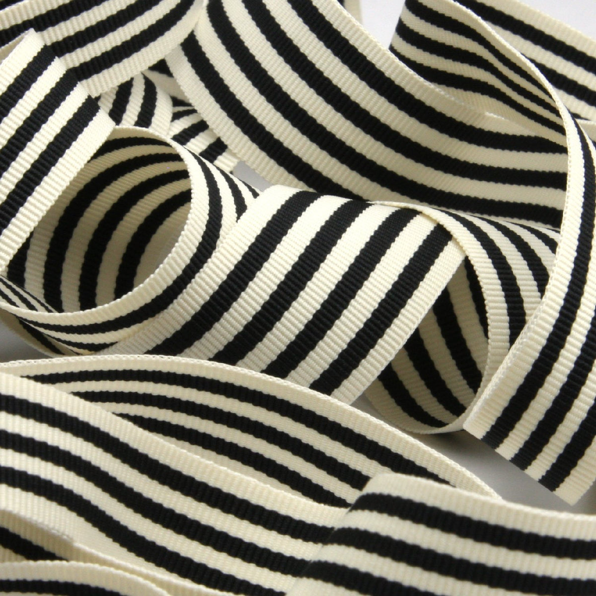 FUJIYAMA RIBBON [Wholesale] Stripe Grosgrain Ribbon approx.24mm 30 Meters Roll Ivory / Black