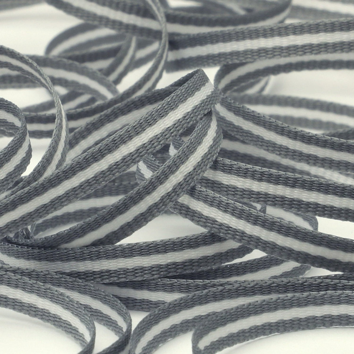 FUJIYAMA RIBBON [Wholesale] Stripe Grosgrain Ribbon approx.4mm (5/32&quot;) 100 Meters Roll Gray / White / Gray