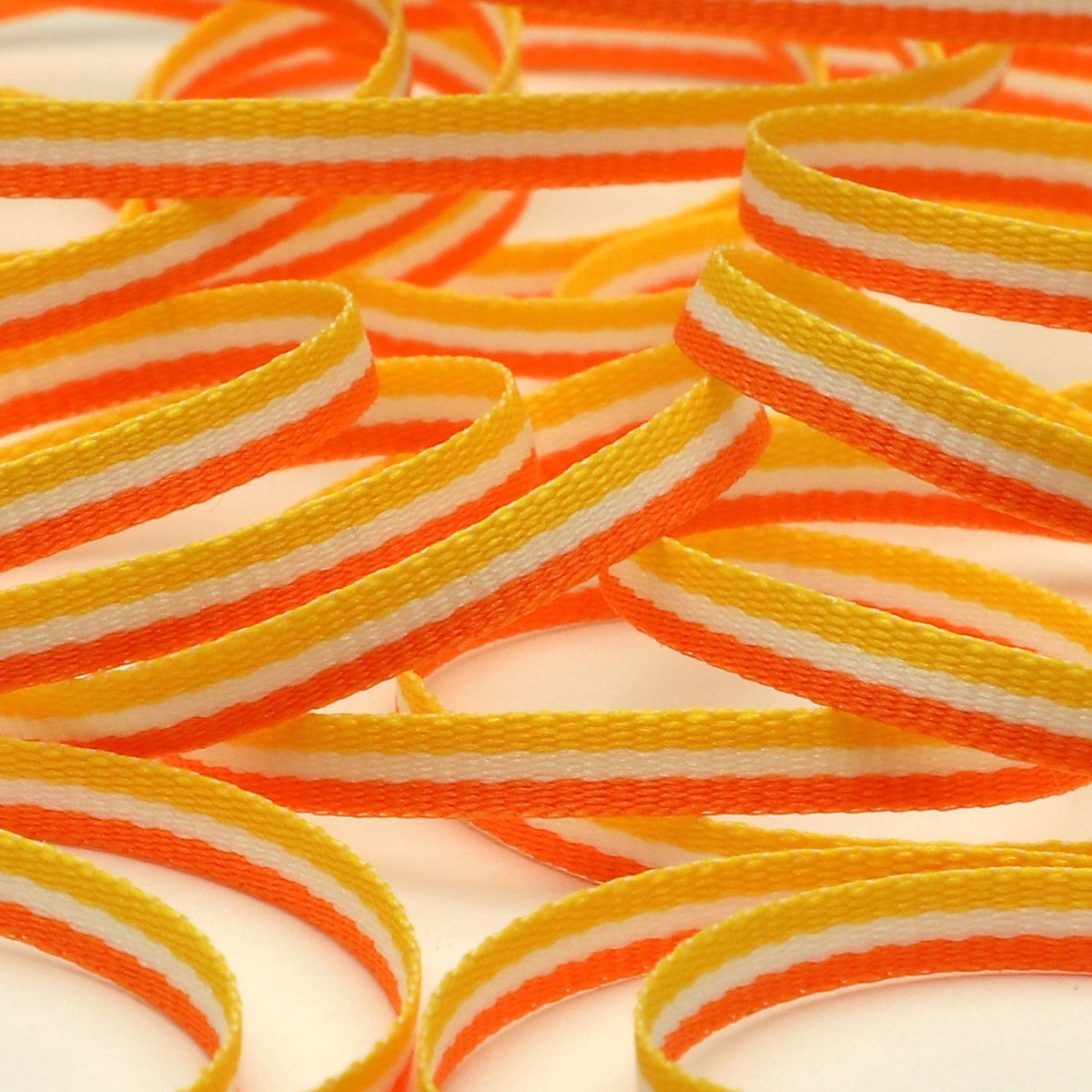 FUJIYAMA RIBBON [Wholesale] Stripe Grosgrain Ribbon approx.4mm (5/32&quot;) 100 Meters Roll Yellow / White / Orange
