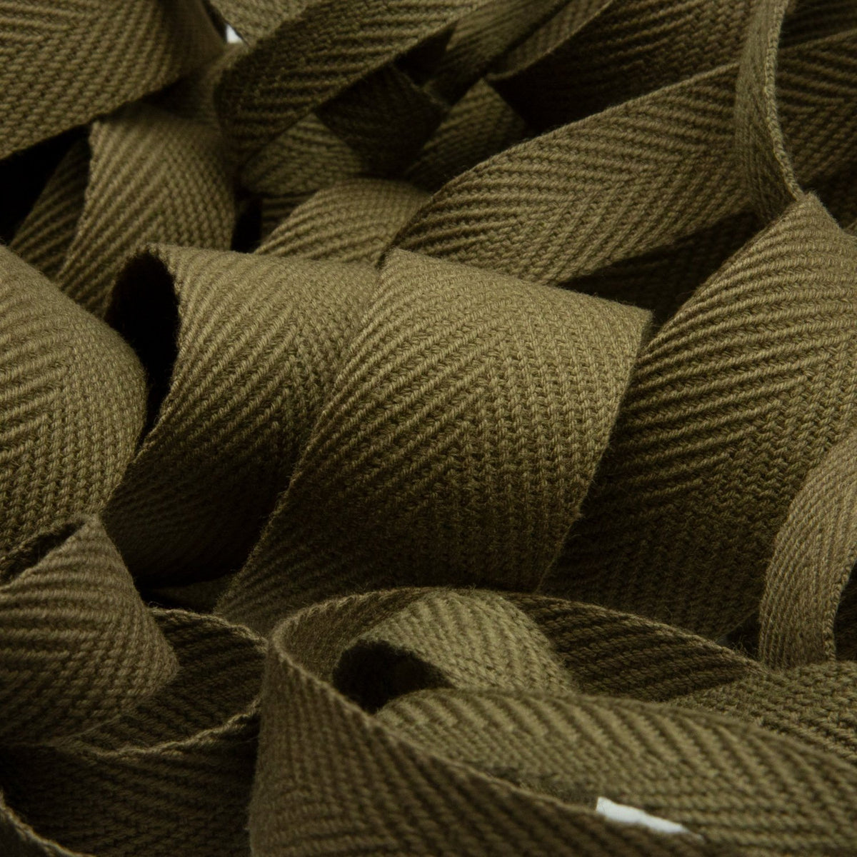FUJIYAMA RIBBON [Wholesale] Thick Cotton Herringbone Ribbon 15mm 50 Meters Roll Olive Drab