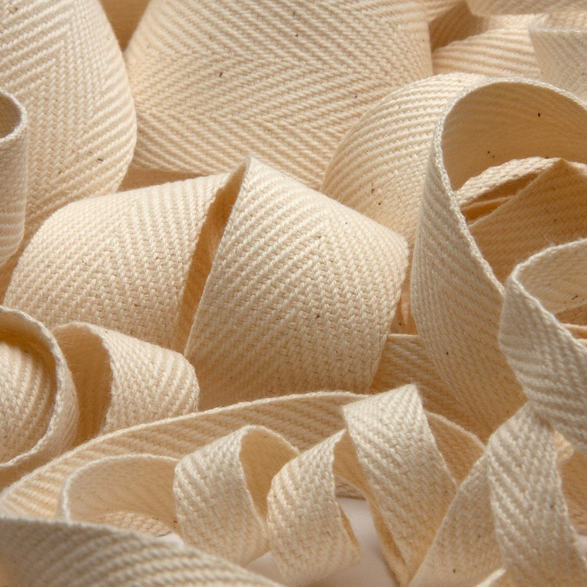 FUJIYAMA RIBBON [Wholesale] Thick Cotton Herringbone Ribbon 25mm 50 Meters Roll Ecru